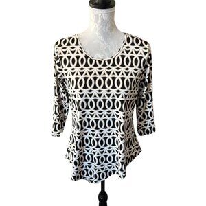 Lulu-B Womens Asymmetrical Top UPF 50+ Long Sleeve Small Black Tan Stretchy